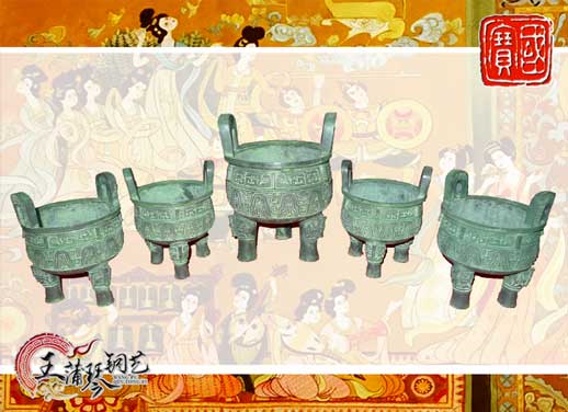 銅鼎，銅五鼎，中國鼎，佛像用鼎